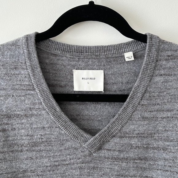 Billy Reid 100% Wool Gray V-Neck Sweater - Picture 5 of 16